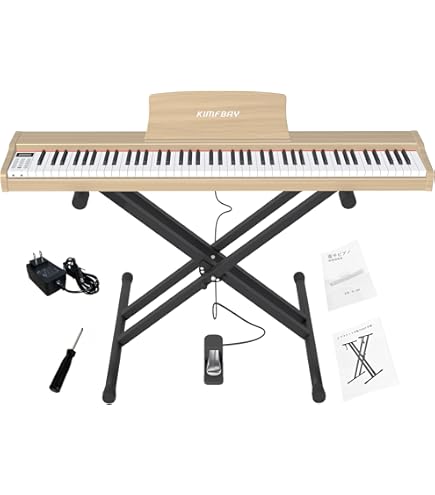 Amazon | KIMFBAY 電子ピアノ 88鍵盤スタンド付き 軽量 ポータブル